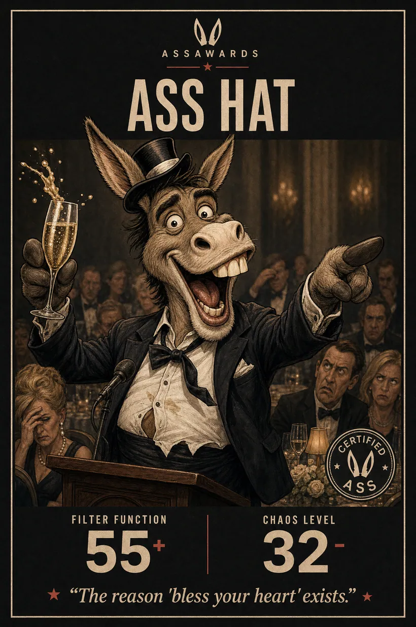 Ass Hat certified ass award title card