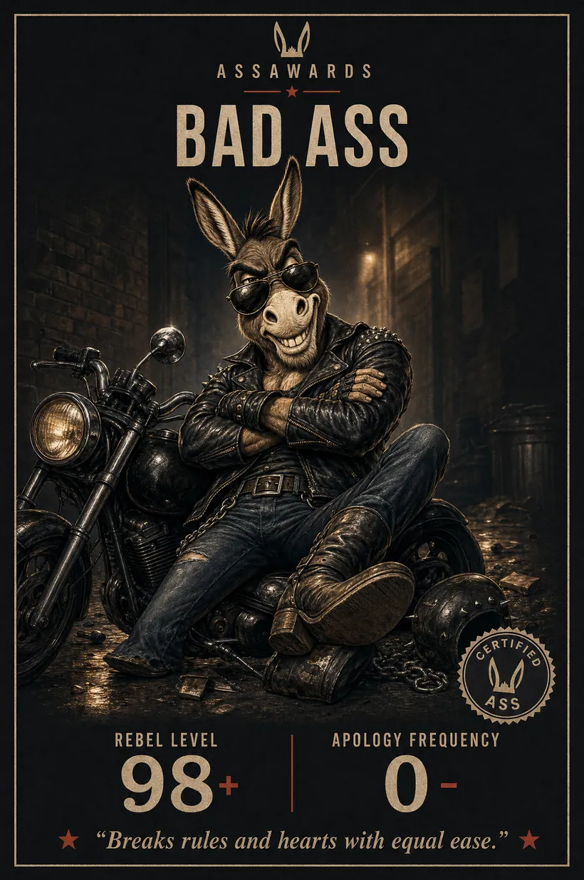 Bad Ass certified ass award title card