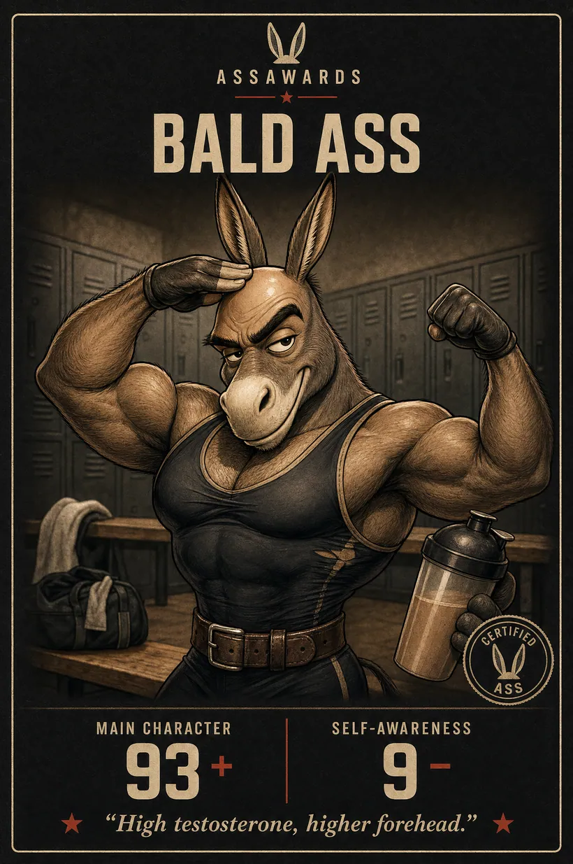 Bald Ass certified ass award title card