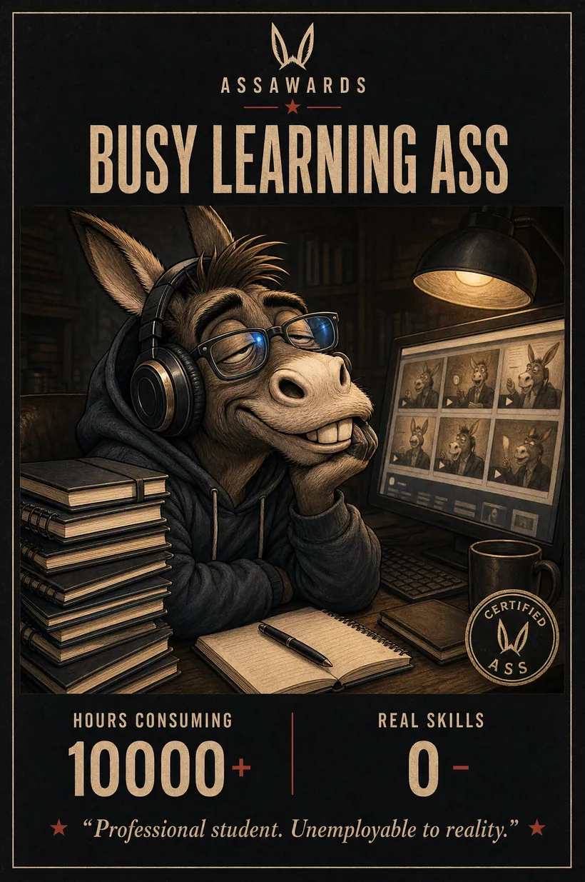 Busy Learning Ass certified ass award title card