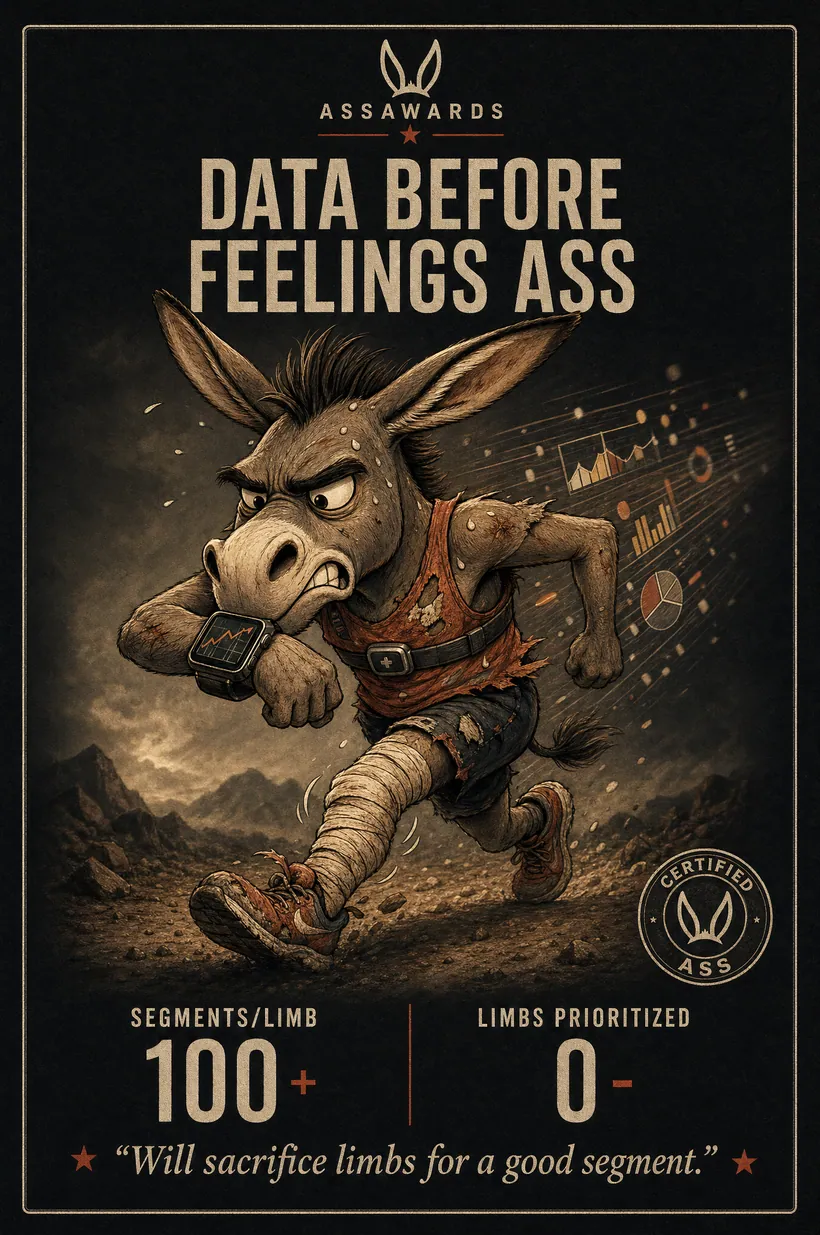 Data Before Feelings Ass certified ass award title card