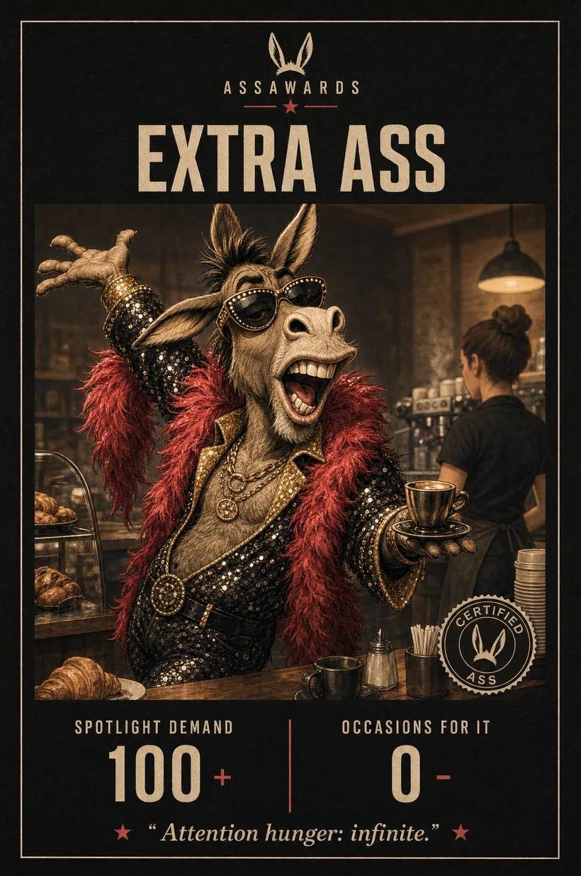 Extra Ass certified ass award title card