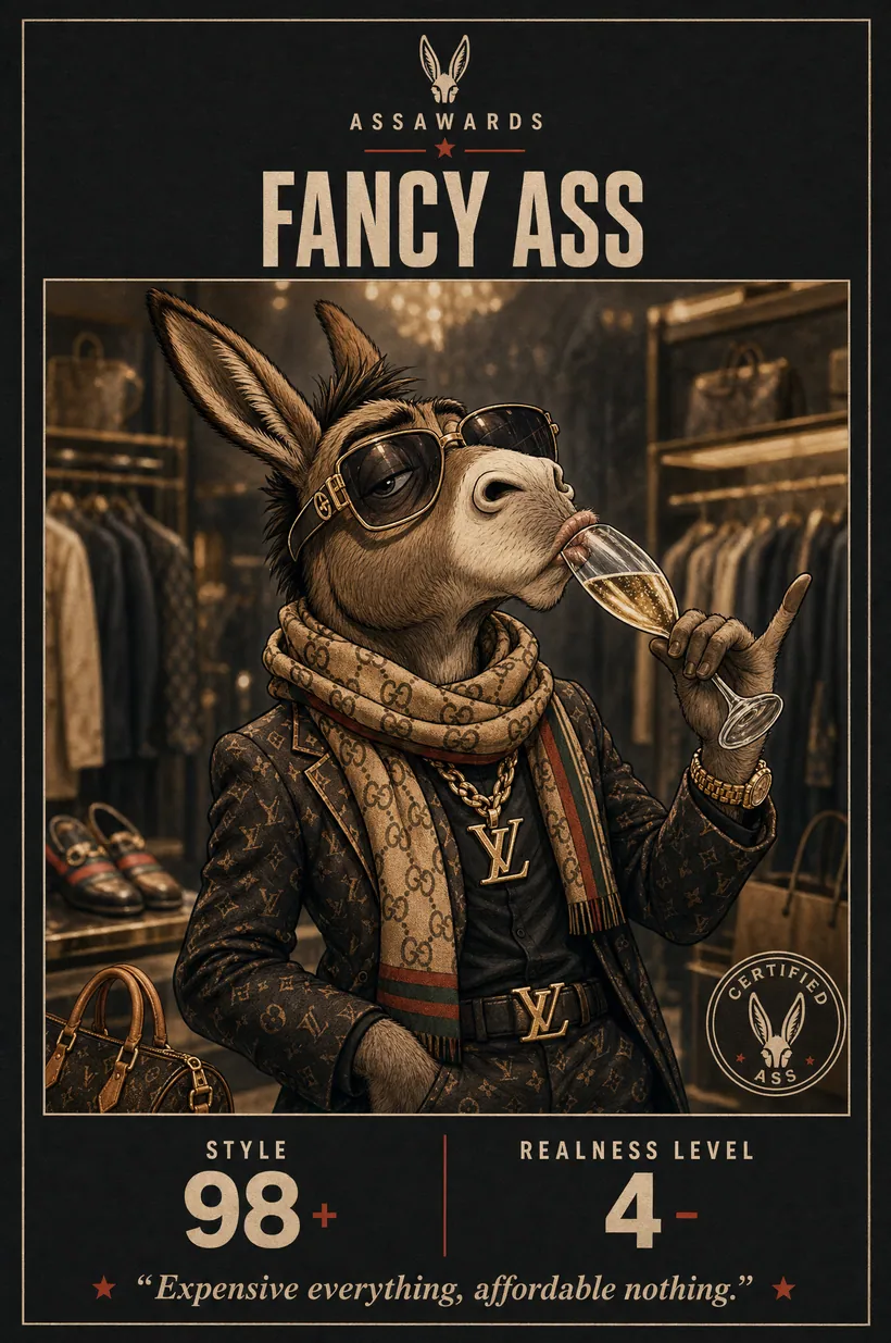 Fancy Ass certified ass award title card