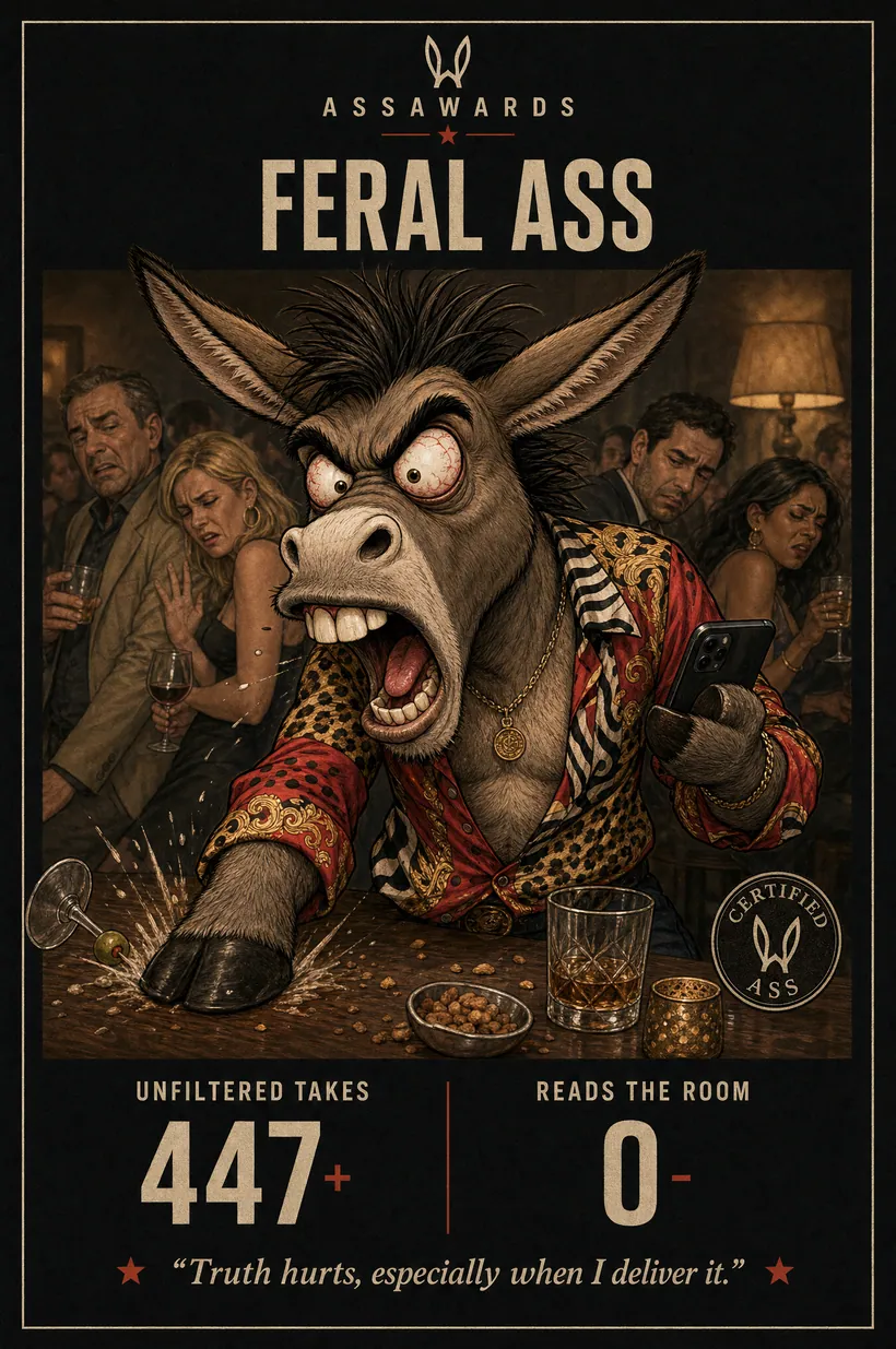 Feral Ass certified ass award title card