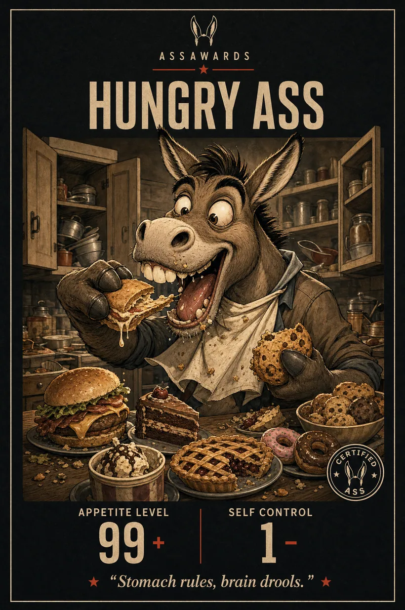 Hungry Ass certified ass award title card