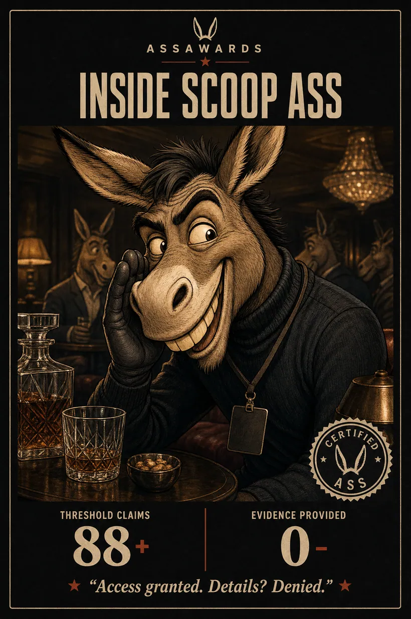 Inside Scoop Ass certified ass award title card