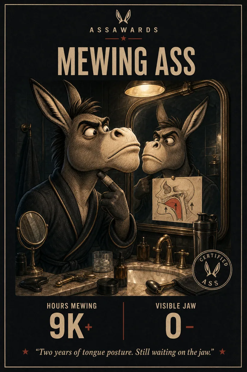 Mewing Ass certified ass award title card