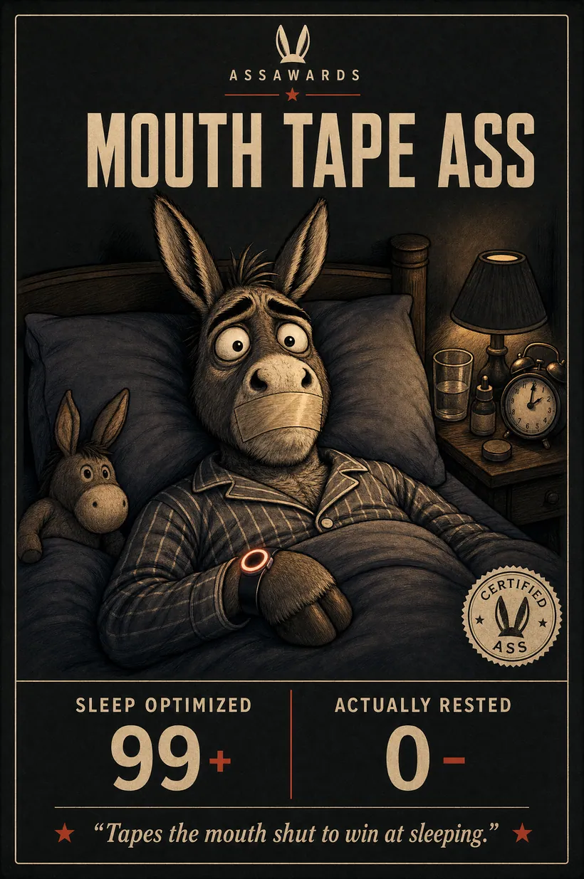 Mouth Tape Ass certified ass award title card