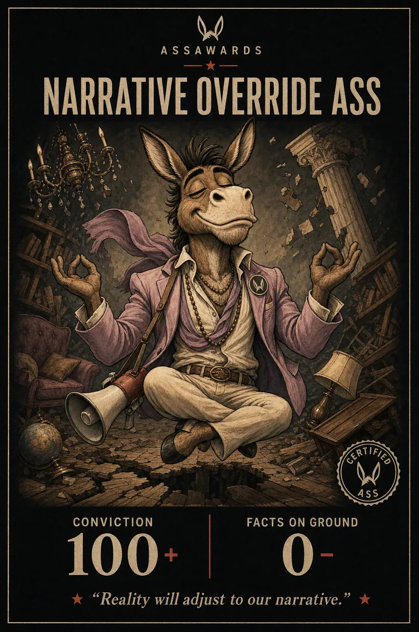 Narrative Override Ass certified ass award title card