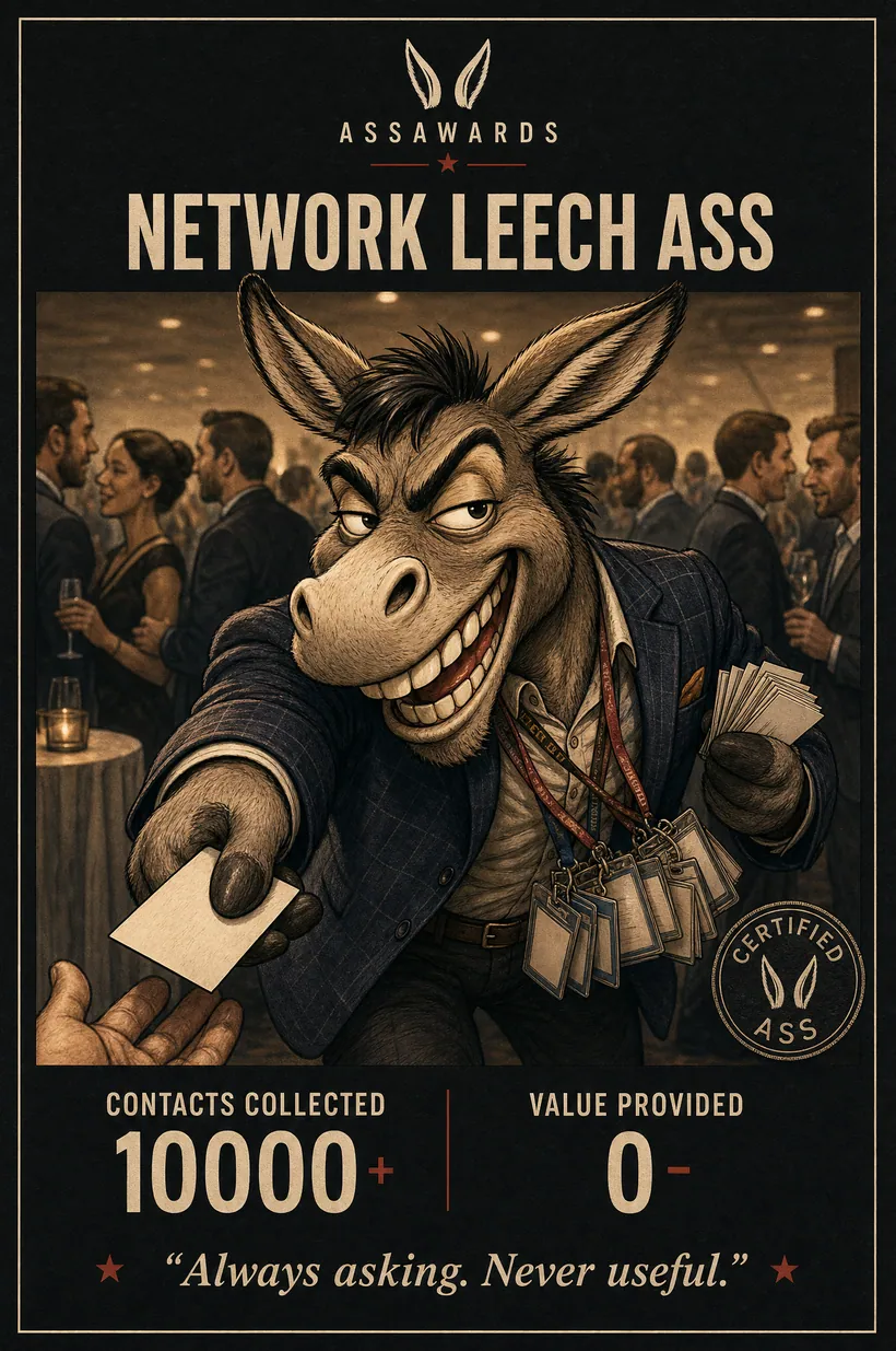 Network Leech Ass certified ass award title card