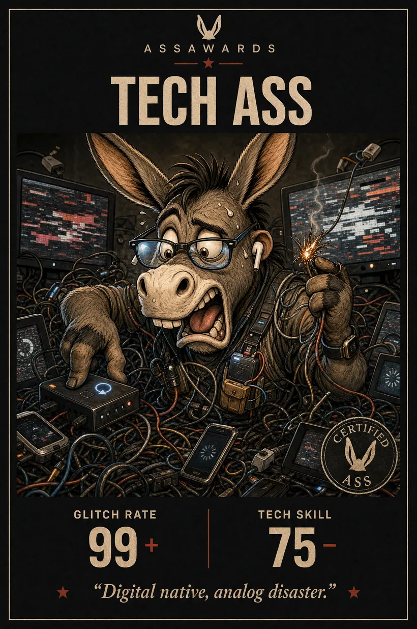 Tech Ass certified ass award title card