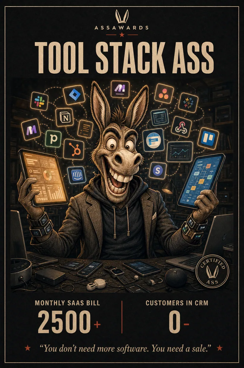 Tool Stack Ass certified ass award title card